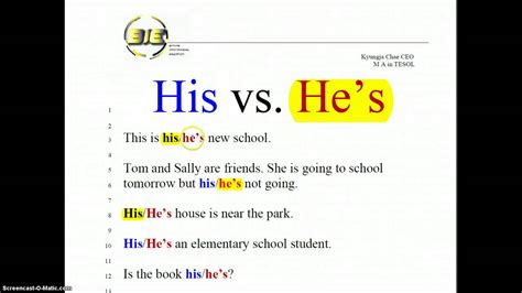 his vs he's.